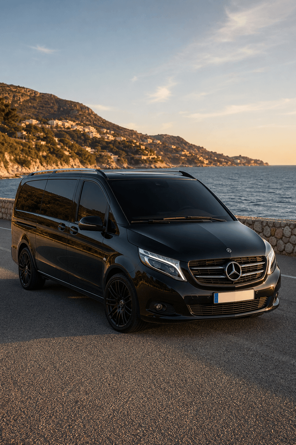 Mercedes-Benz V-Class on a coastal road for regional travel from Sydney