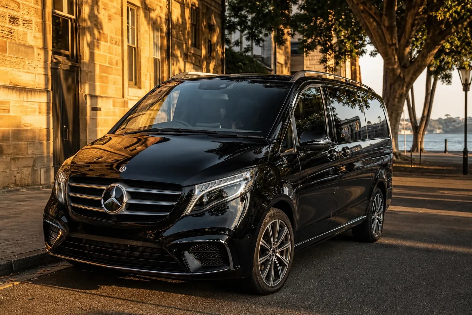 Mercedes-Benz V-Class exterior in warm evening light