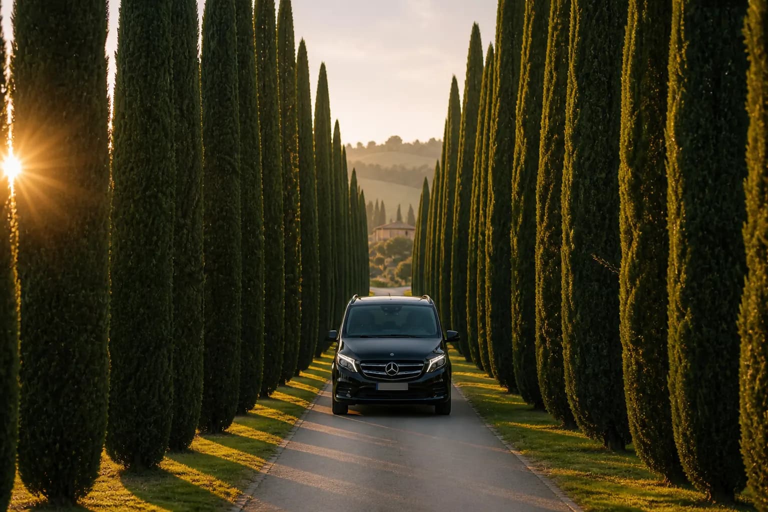 Black Mercedes-Benz V-Class arriving for private chauffeur travel in Sydney